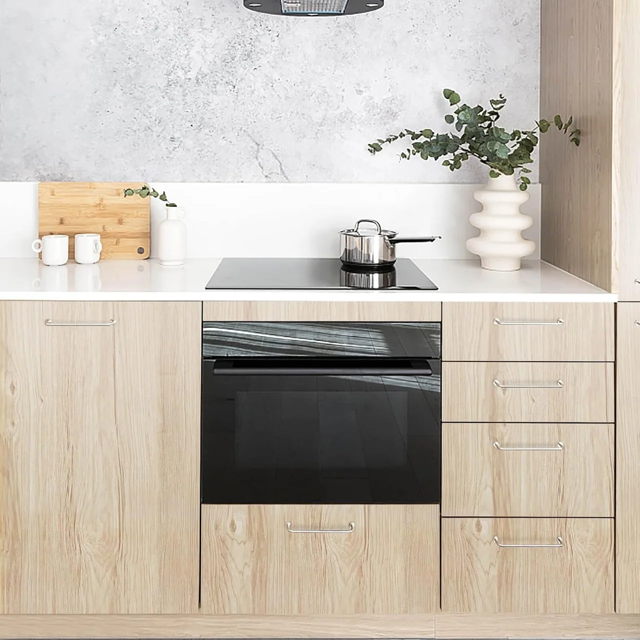 Heroad Light Oak Wood Grain peel and stick wallpaper in a room