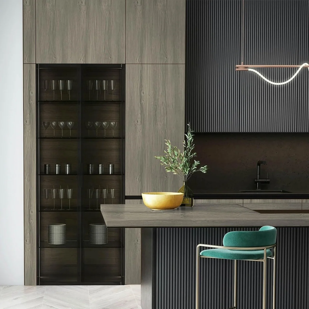 Heroad Grey Grey Wood peel and stick wallpaper in a room