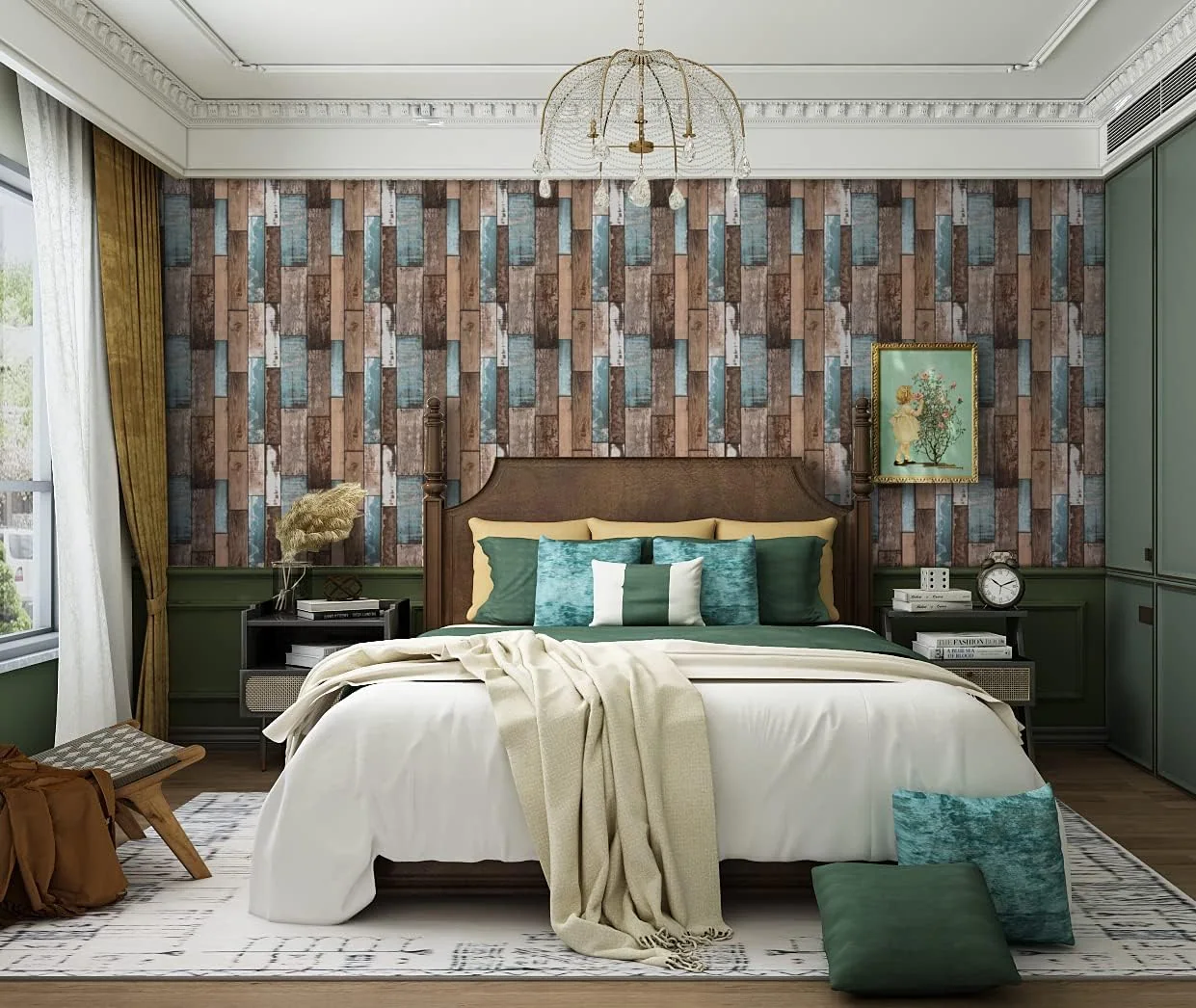 Heroad Reclaimed Wood Panel peel and stick wallpaper in a room